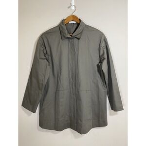 Vitamin Jacket NWOT Womens Medium Gray Cotton Snap Front Shirt Lagenlook Minimal